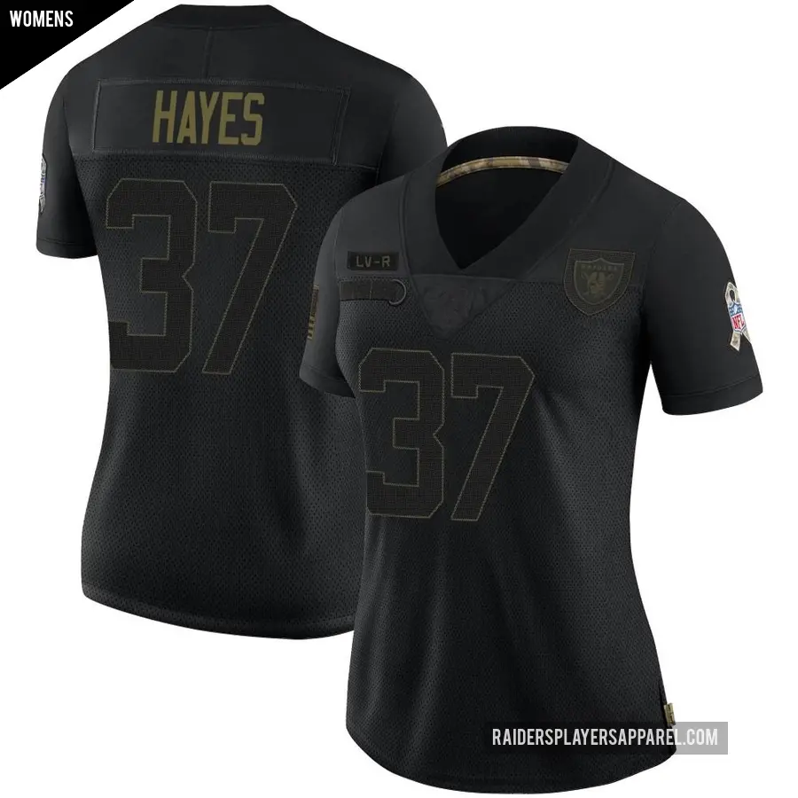 Women's Las Vegas Raiders ＃37 Lester Hayes Black Limited 2020 Salute To Service Jersey