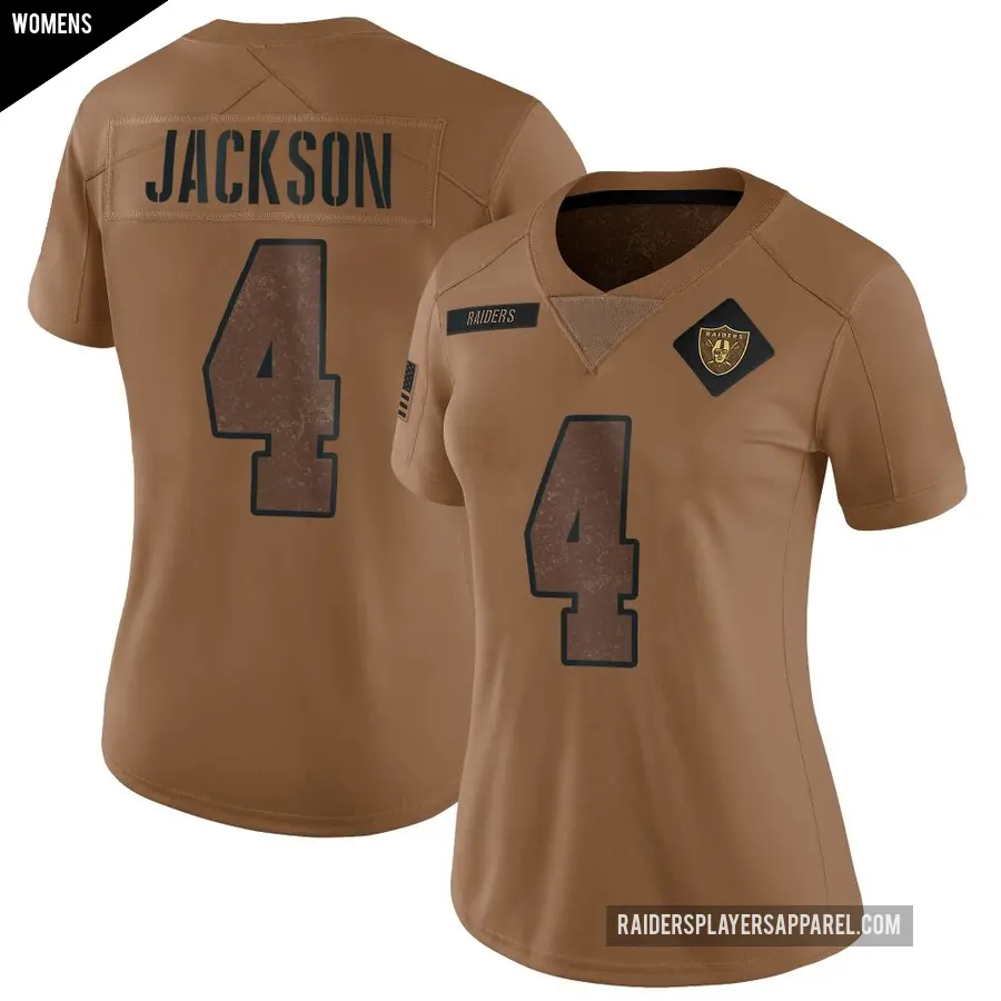 Women's Las Vegas Raiders ＃4 Shedrick Jackson Brown Limited 2023 Salute To Service Jersey