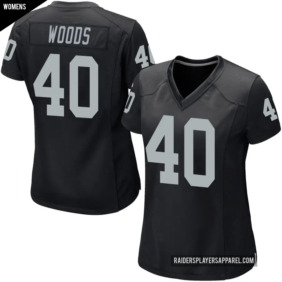 Women's Las Vegas Raiders ＃40 JT Woods Black Game Team Color Jersey