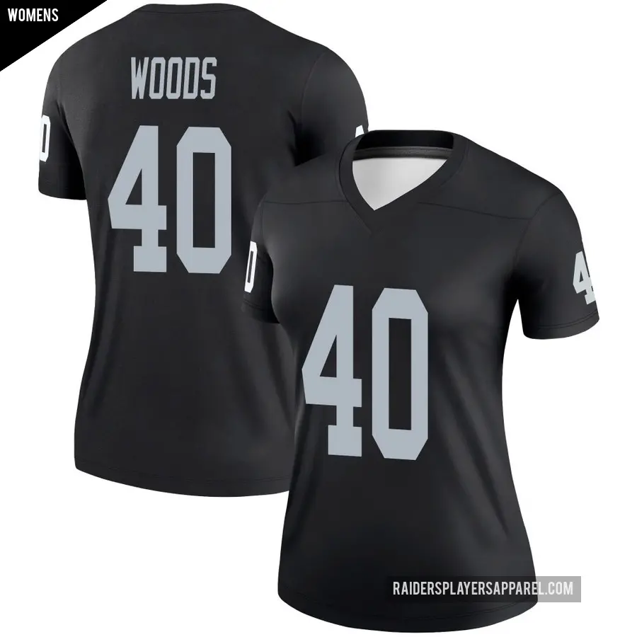 Women's Las Vegas Raiders ＃40 JT Woods Black Legend Jersey