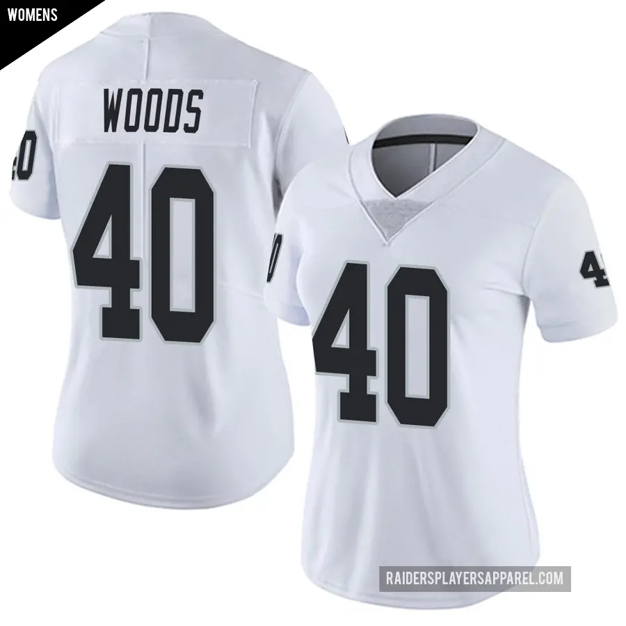 Women's Las Vegas Raiders ＃40 JT Woods White Limited Vapor Untouchable Jersey