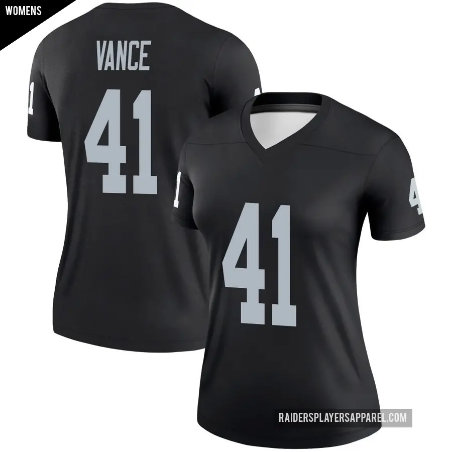 Women's Las Vegas Raiders ＃41 Greedy Vance Black Legend Jersey