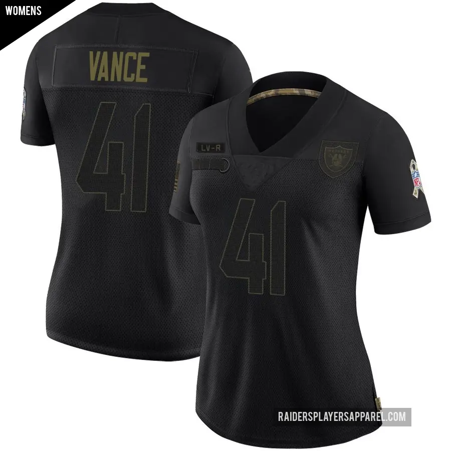 Women's Las Vegas Raiders ＃41 Greedy Vance Black Limited 2020 Salute To Service Jersey