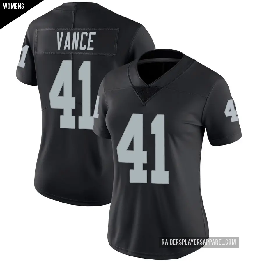 Women's Las Vegas Raiders ＃41 Greedy Vance Black Limited Team Color Vapor Untouchable Jersey