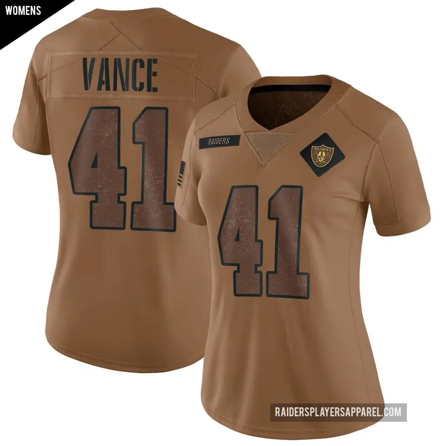 Women's Las Vegas Raiders ＃41 Greedy Vance Brown Limited 2023 Salute To Service Jersey