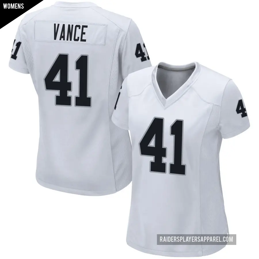 Women's Las Vegas Raiders ＃41 Greedy Vance White Game Jersey