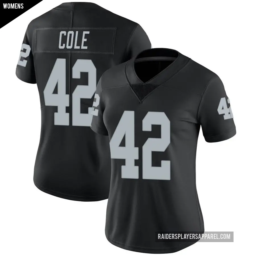 Women's Las Vegas Raiders ＃42 Qwynnterrio Cole Black Limited Team Color Vapor Untouchable Jersey
