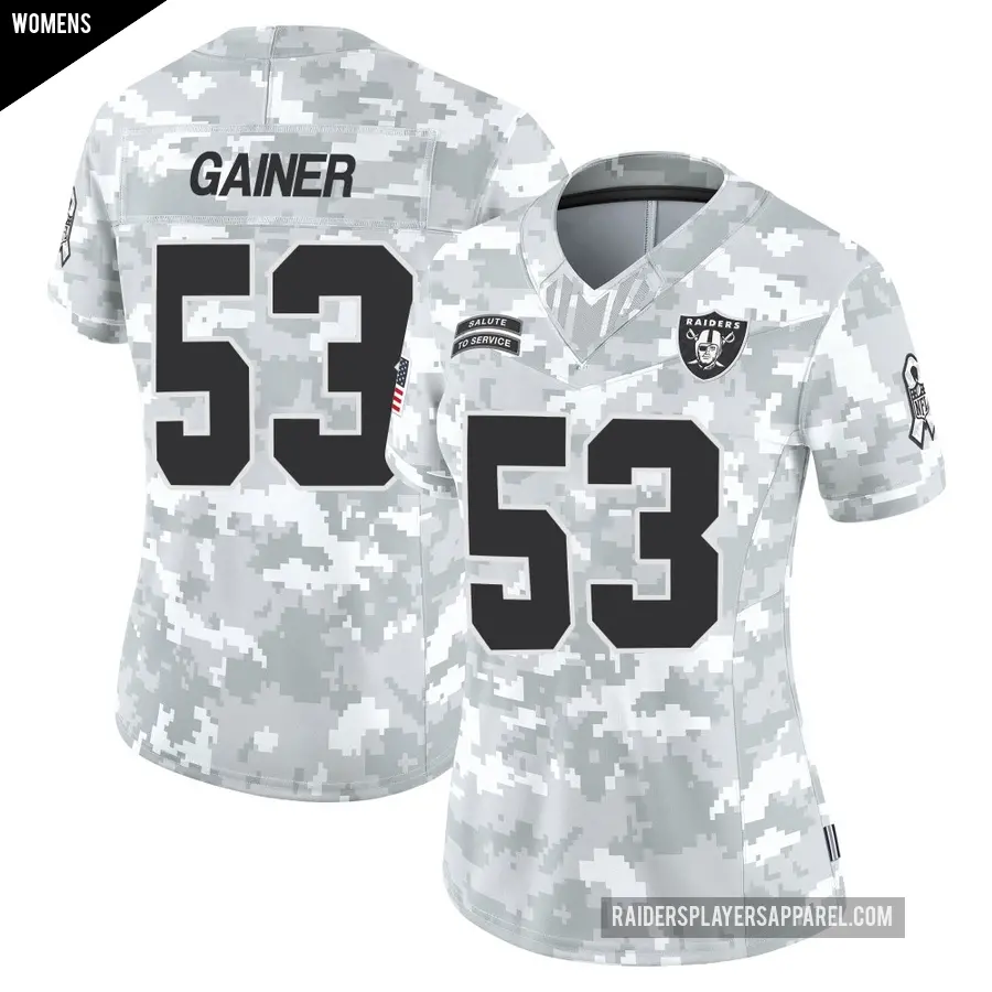 Women's Las Vegas Raiders ＃53 Amari Gainer Arctic Camo Limited 2024 Salute to Service Jersey