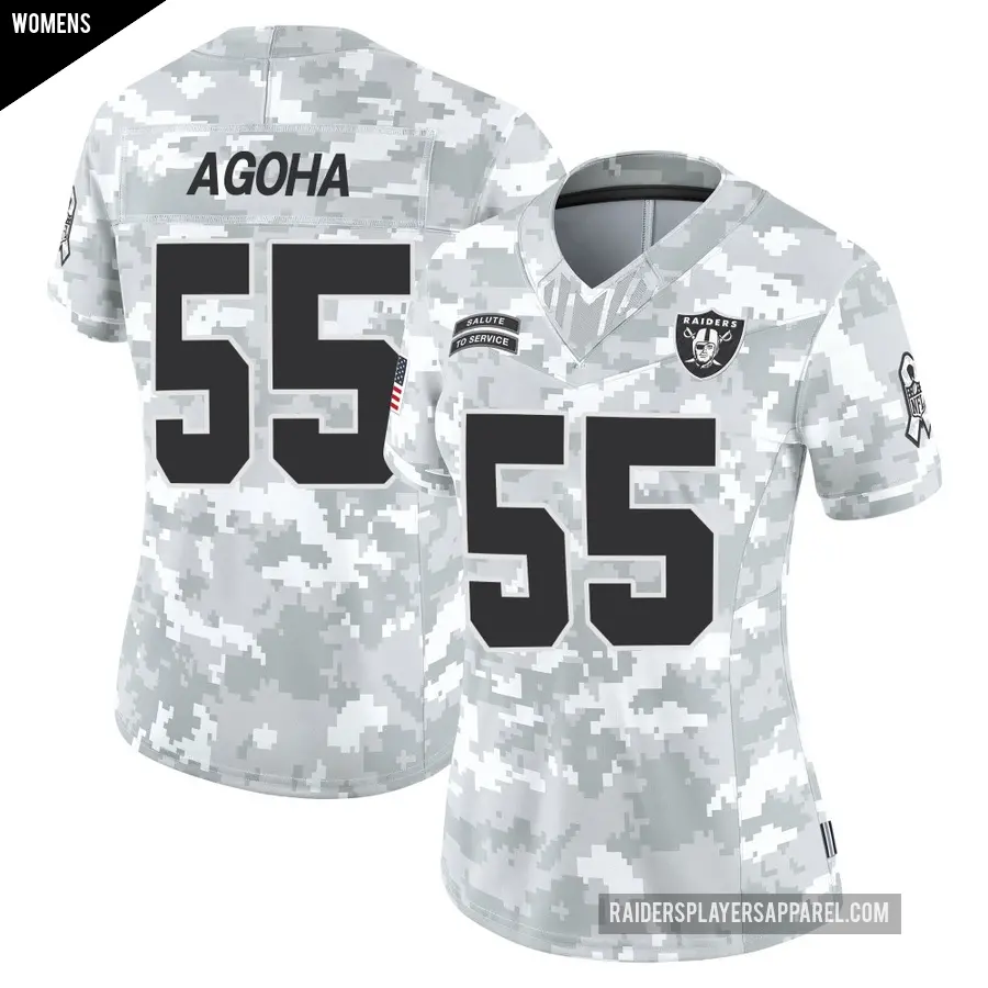 Women's Las Vegas Raiders ＃55 David Agoha Arctic Camo Limited 2024 Salute to Service Jersey