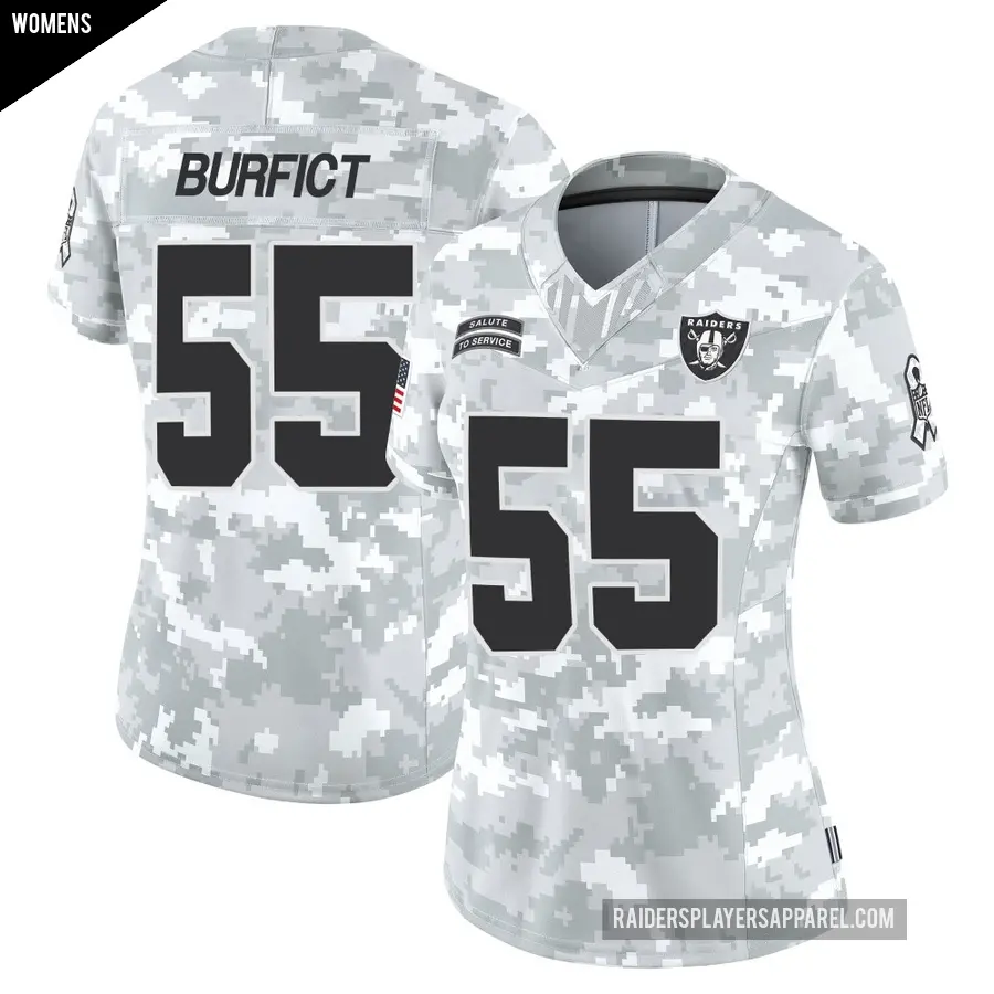 Women's Las Vegas Raiders ＃55 Vontaze Burfict Arctic Camo Limited 2024 Salute to Service Jersey