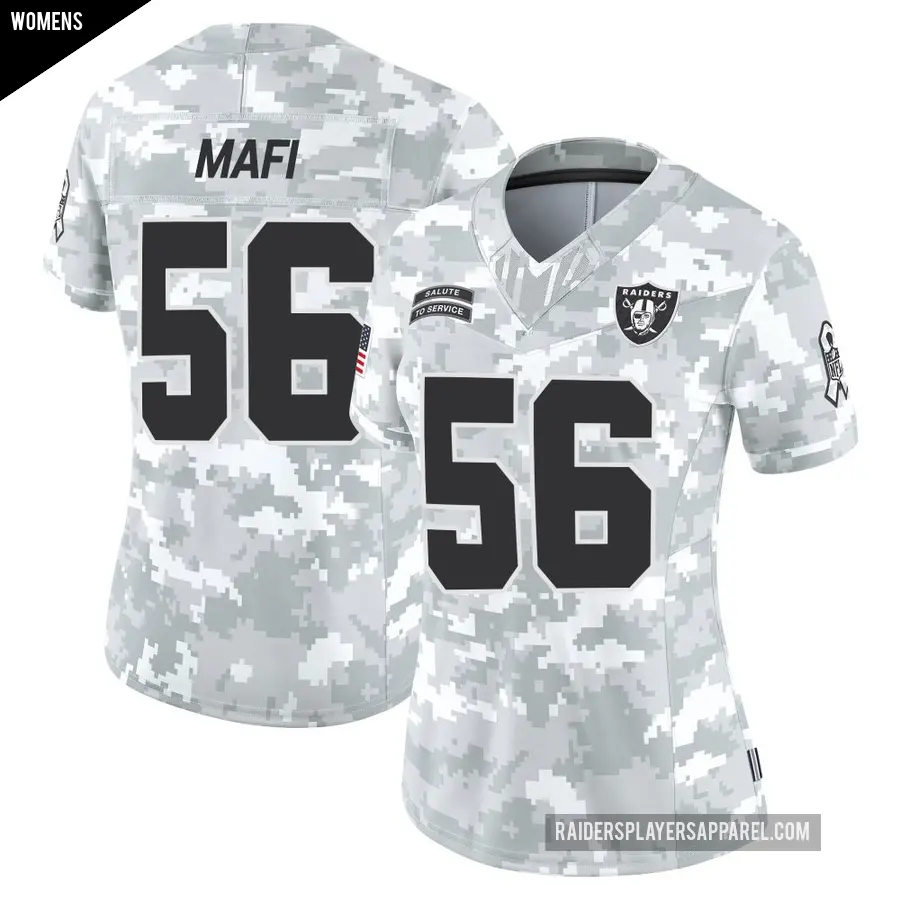 Women's Las Vegas Raiders ＃56 Atonio Mafi Arctic Camo Limited 2024 Salute to Service Jersey