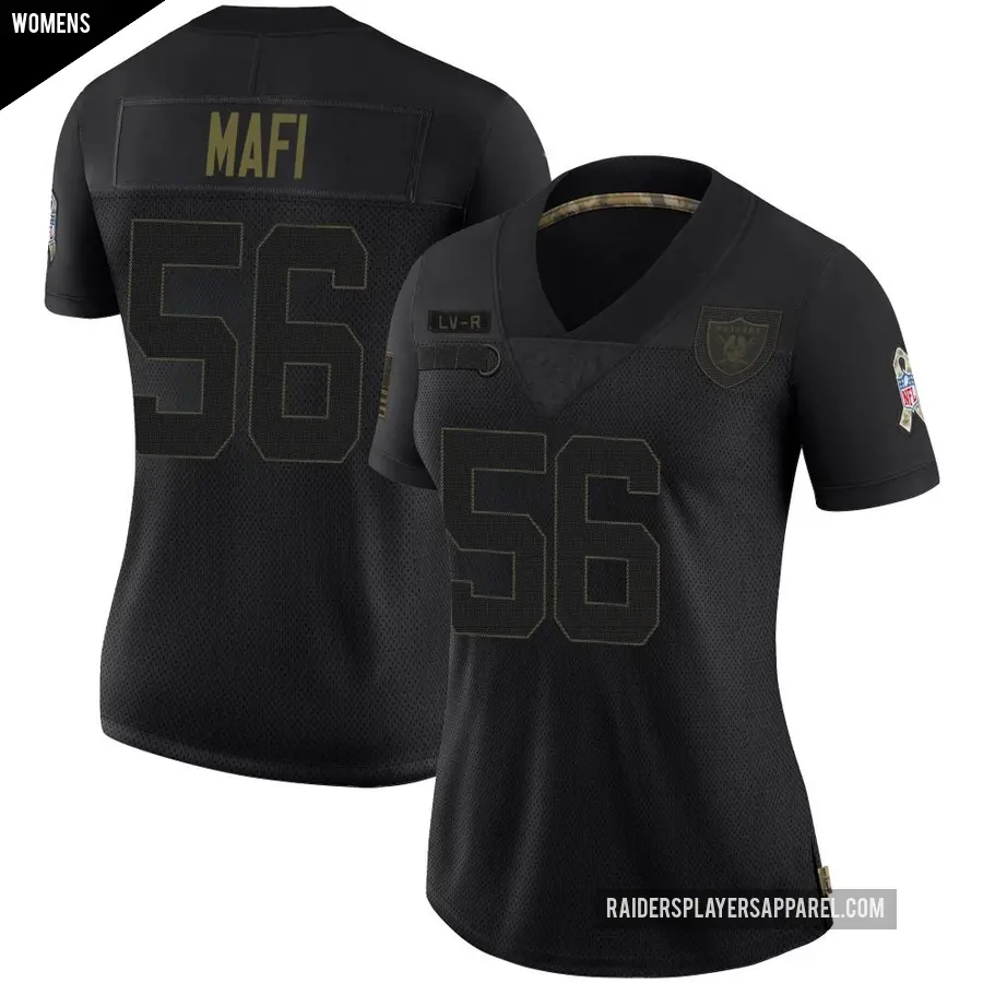 Women's Las Vegas Raiders ＃56 Atonio Mafi Black Limited 2020 Salute To Service Jersey