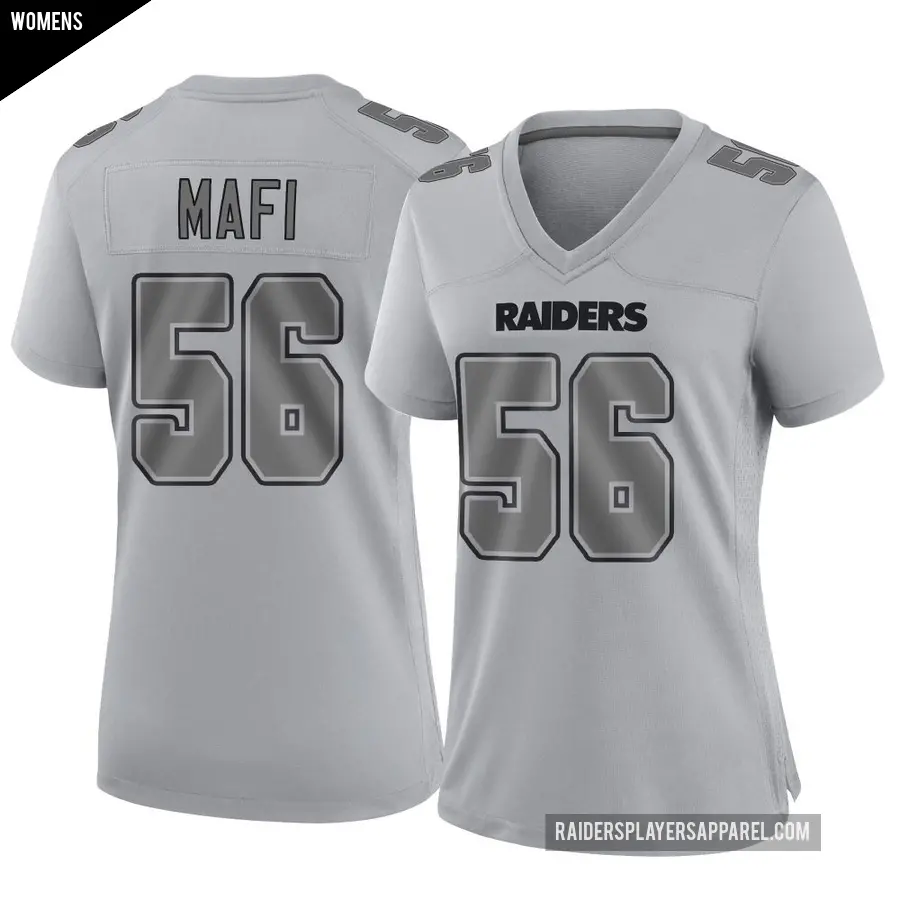Women's Las Vegas Raiders ＃56 Atonio Mafi Gray Game Atmosphere Fashion Jersey
