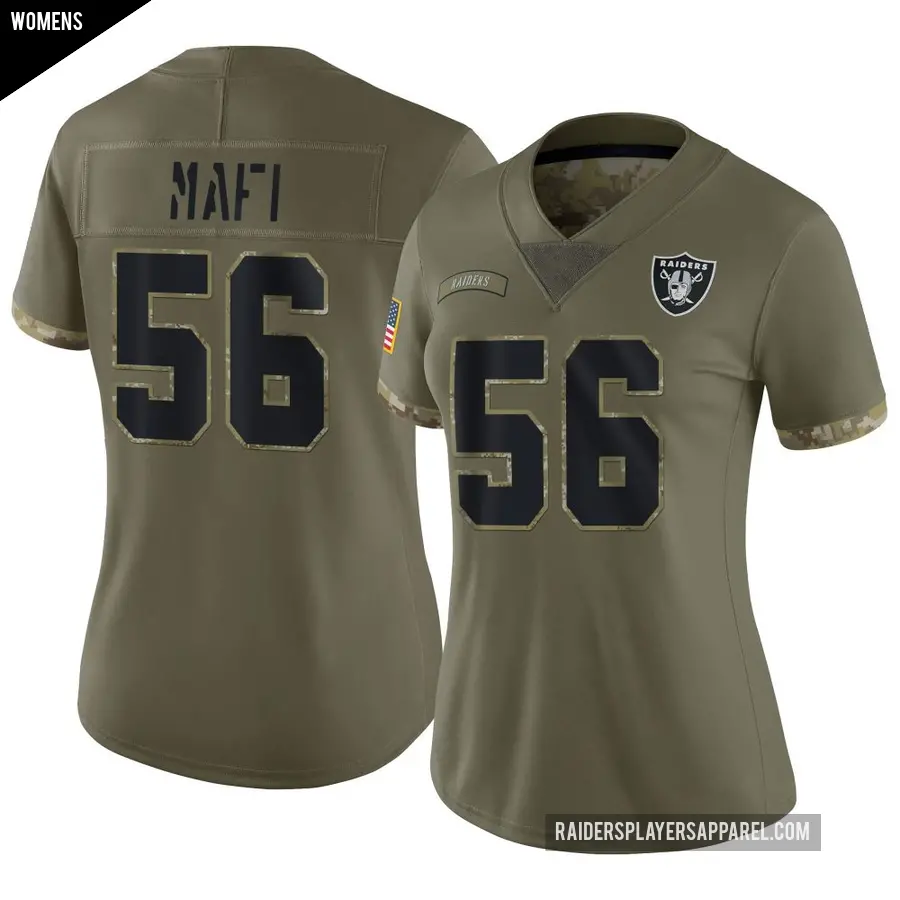 Women's Las Vegas Raiders ＃56 Atonio Mafi Olive Limited 2022 Salute To Service Jersey