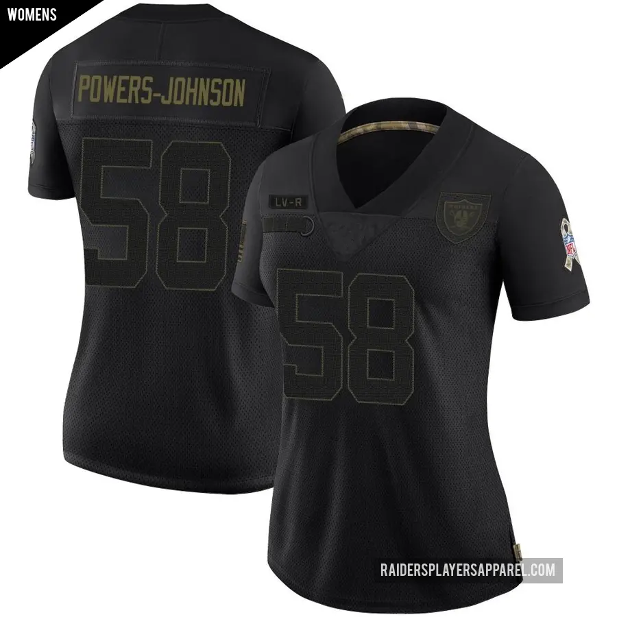 Women's Las Vegas Raiders ＃58 Jackson Powers-Johnson Black Limited 2020 Salute To Service Jersey