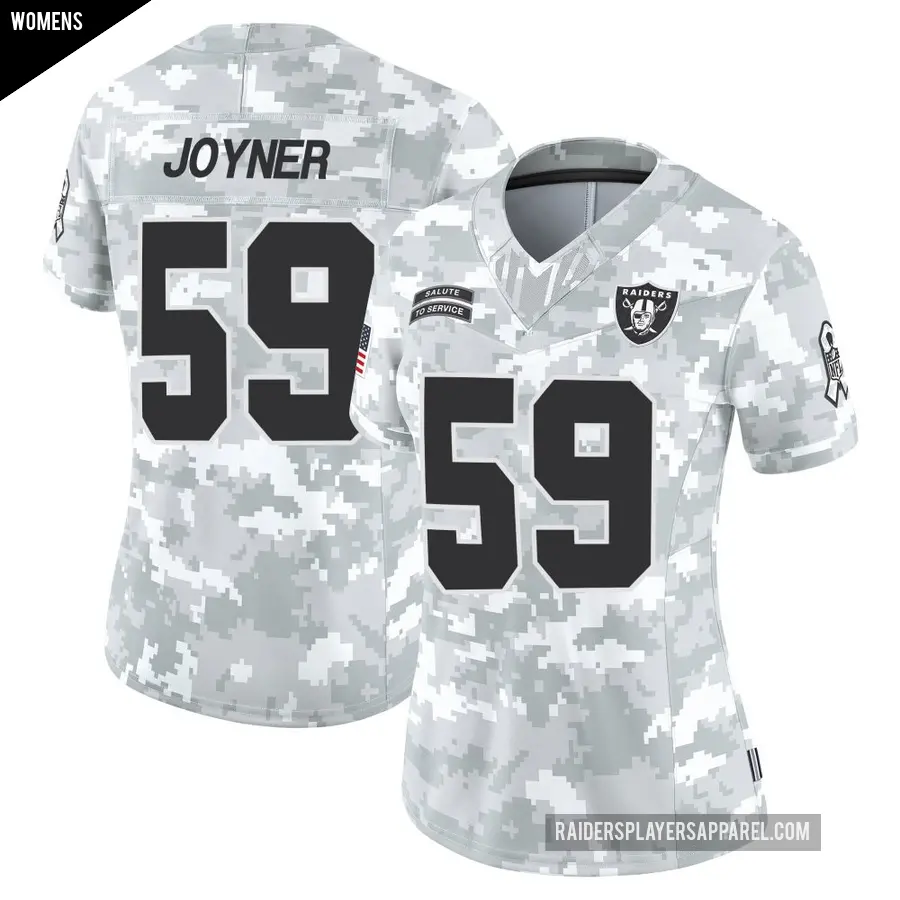 Women's Las Vegas Raiders ＃59 Jah Joyner Arctic Camo Limited 2024 Salute to Service Jersey