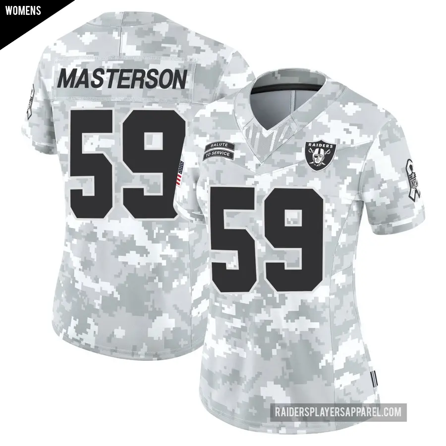 Women's Las Vegas Raiders ＃59 Luke Masterson Arctic Camo Limited 2024 Salute to Service Jersey