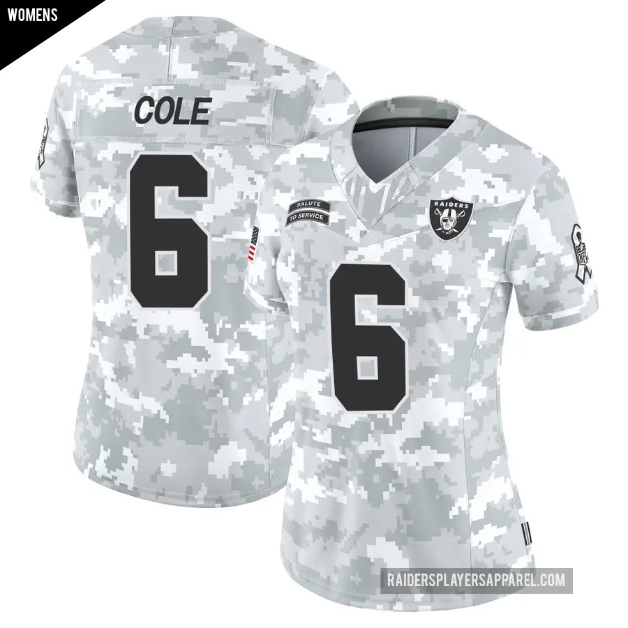 Women's Las Vegas Raiders ＃6 AJ Cole Arctic Camo Limited 2024 Salute to Service Jersey
