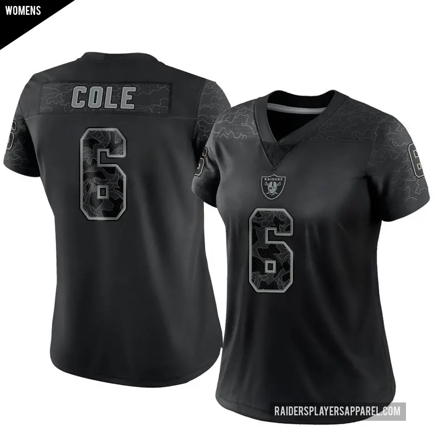 Women's Las Vegas Raiders ＃6 AJ Cole Black Limited Reflective Jersey
