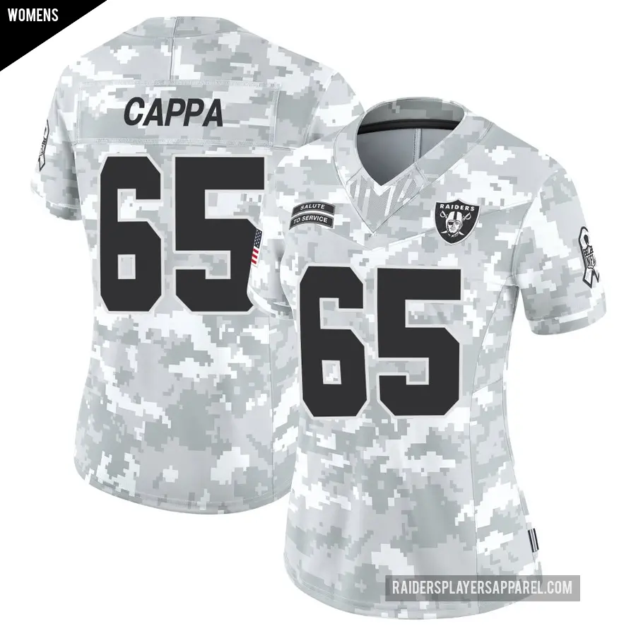 Women's Las Vegas Raiders ＃65 Alex Cappa Arctic Camo Limited 2024 Salute to Service Jersey