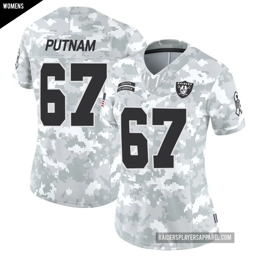 Women's Las Vegas Raiders ＃67 Will Putnam Arctic Camo Limited 2024 Salute to Service Jersey