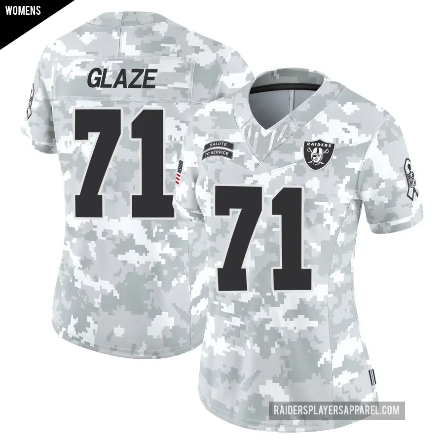 Women's Las Vegas Raiders ＃71 DJ Glaze Arctic Camo Limited 2024 Salute to Service Jersey