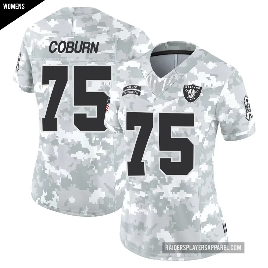 Women's Las Vegas Raiders ＃75 Keondre Coburn Arctic Camo Limited 2024 Salute to Service Jersey