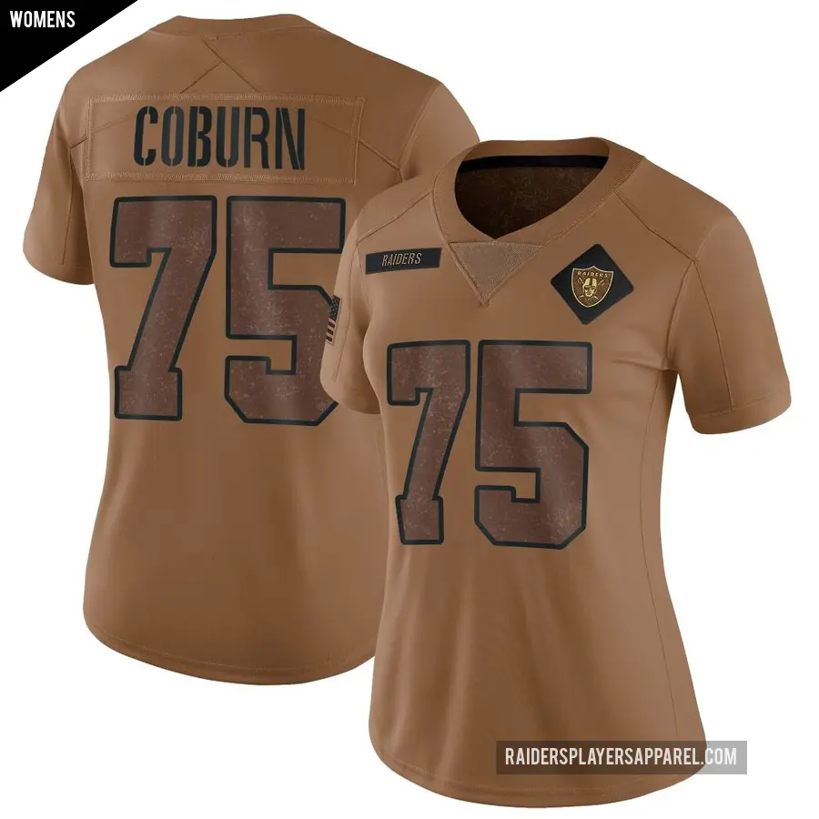 Women's Las Vegas Raiders ＃75 Keondre Coburn Brown Limited 2023 Salute To Service Jersey