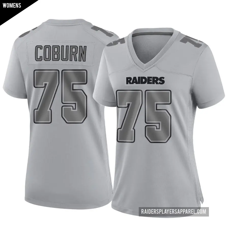 Women's Las Vegas Raiders ＃75 Keondre Coburn Gray Game Atmosphere Fashion Jersey