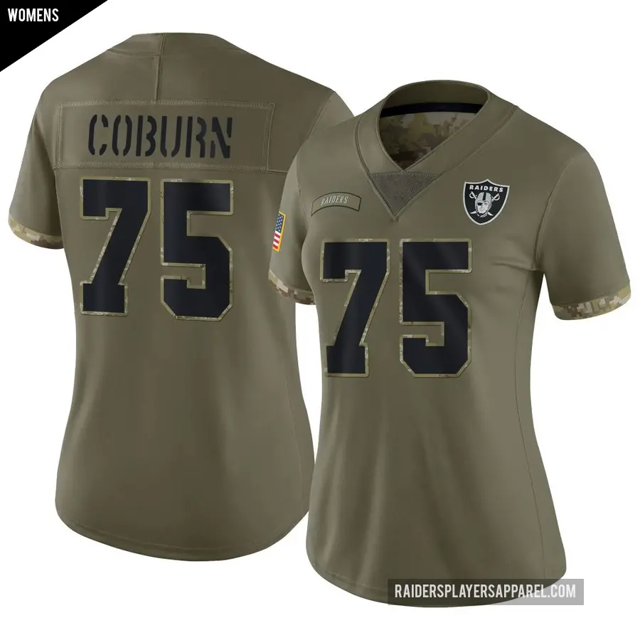 Women's Las Vegas Raiders ＃75 Keondre Coburn Olive Limited 2022 Salute To Service Jersey
