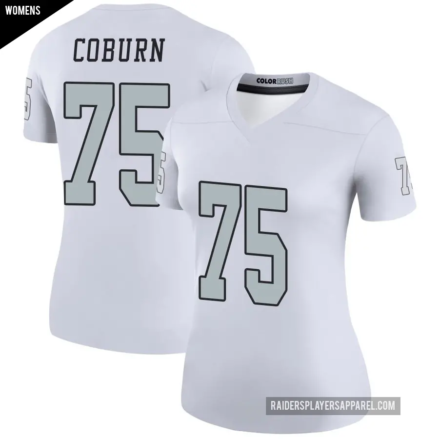 Women's Las Vegas Raiders ＃75 Keondre Coburn White Legend Color Rush Jersey