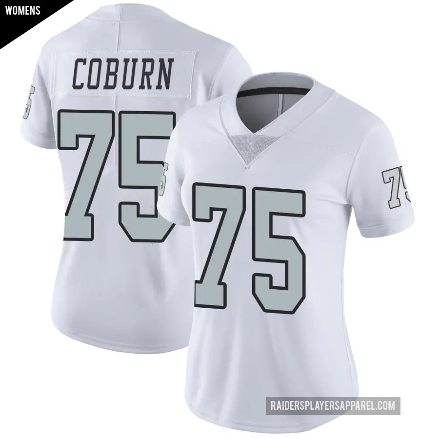 Women's Las Vegas Raiders ＃75 Keondre Coburn White Limited Color Rush Jersey