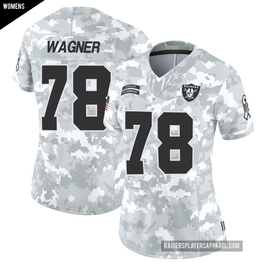Women's Las Vegas Raiders ＃78 Dalton Wagner Arctic Camo Limited 2024 Salute to Service Jersey