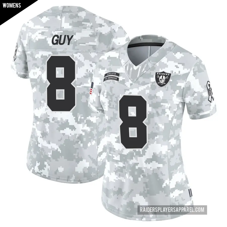 Women's Las Vegas Raiders ＃8 Wilson Ray Guy Arctic Camo Limited 2024 Salute to Service Jersey