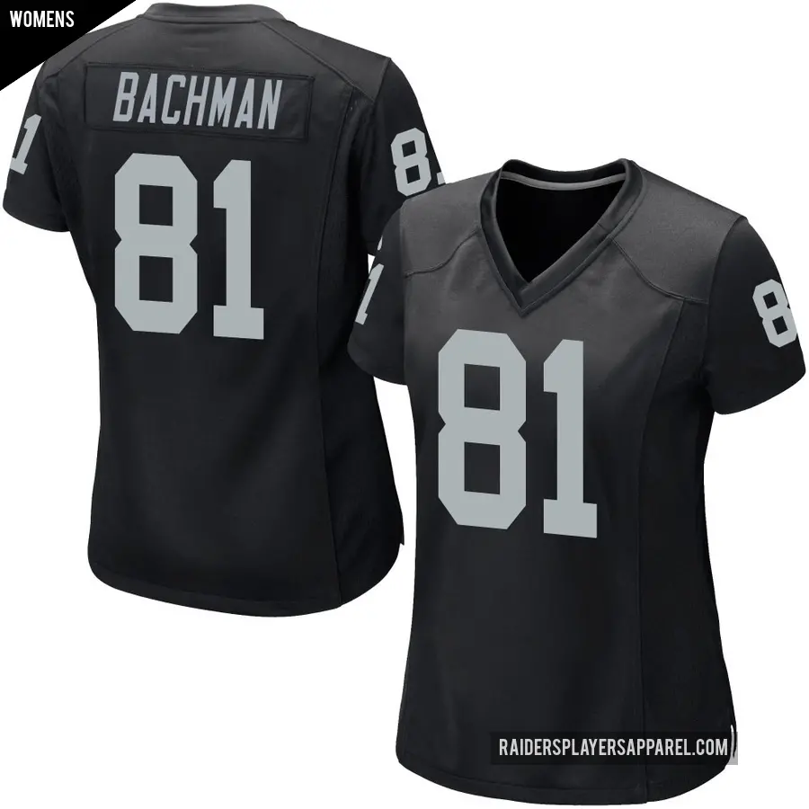 Women's Las Vegas Raiders ＃81 Alex Bachman Black Game Team Color Jersey
