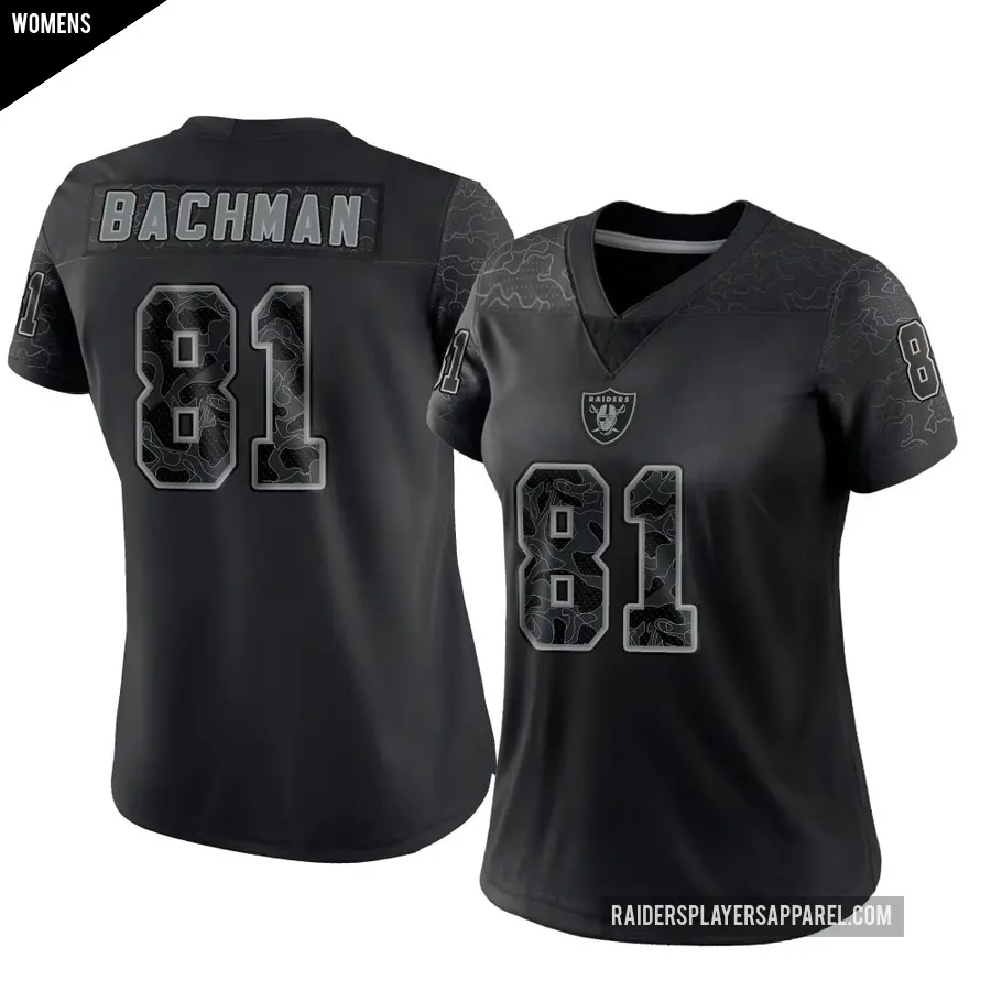 Women's Las Vegas Raiders ＃81 Alex Bachman Black Limited Reflective Jersey