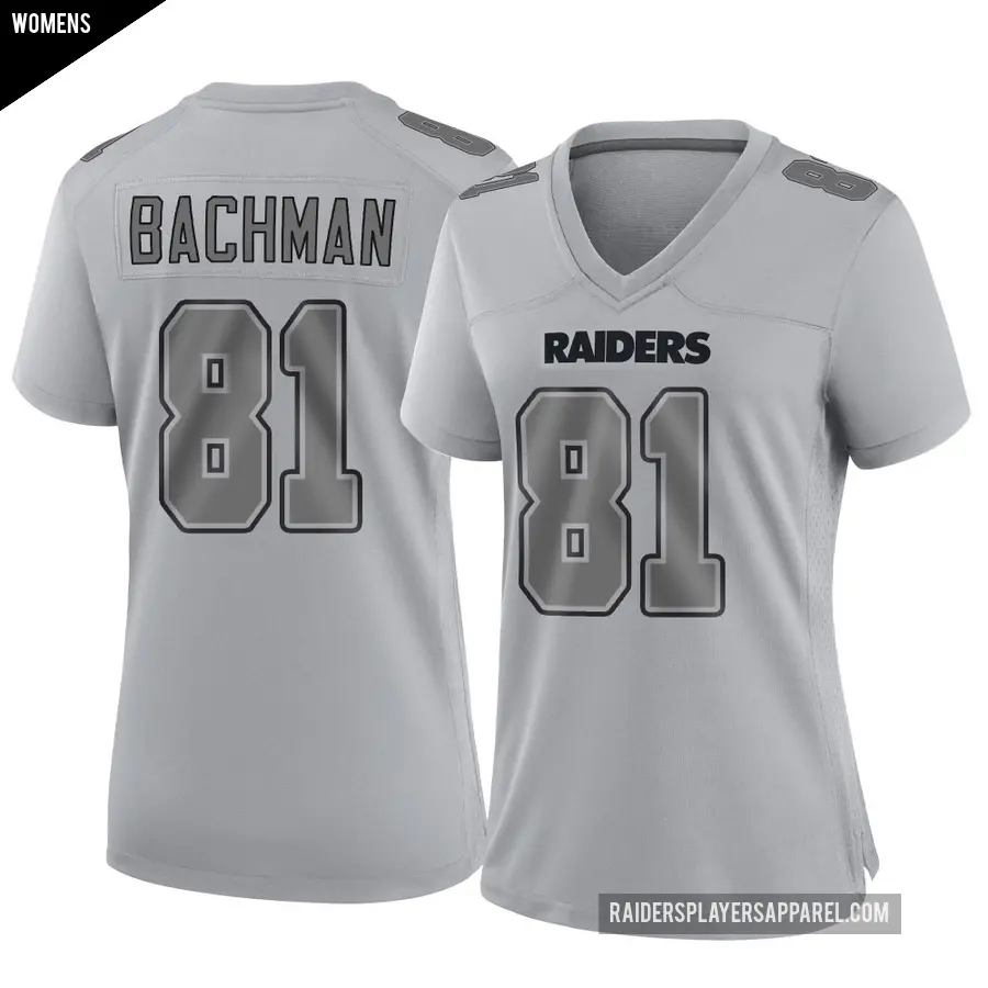 Women's Las Vegas Raiders ＃81 Alex Bachman Gray Game Atmosphere Fashion Jersey