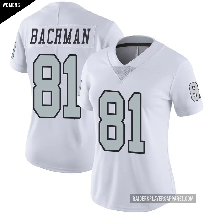 Women's Las Vegas Raiders ＃81 Alex Bachman White Limited Color Rush Jersey