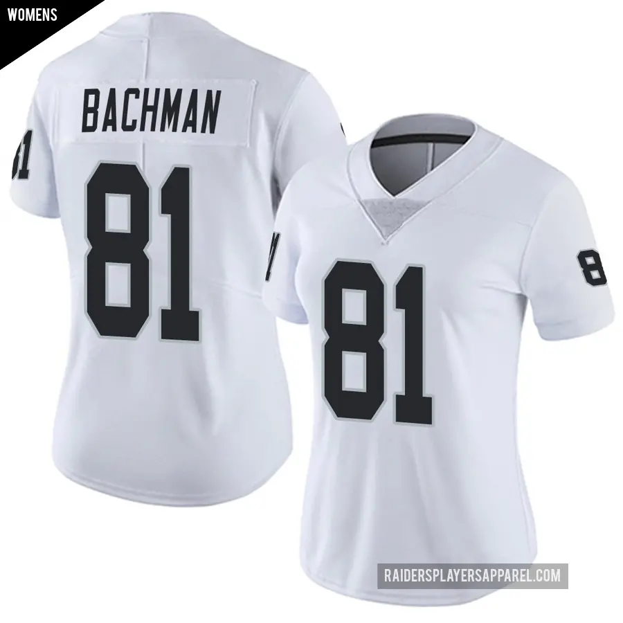 Women's Las Vegas Raiders ＃81 Alex Bachman White Limited Vapor Untouchable Jersey