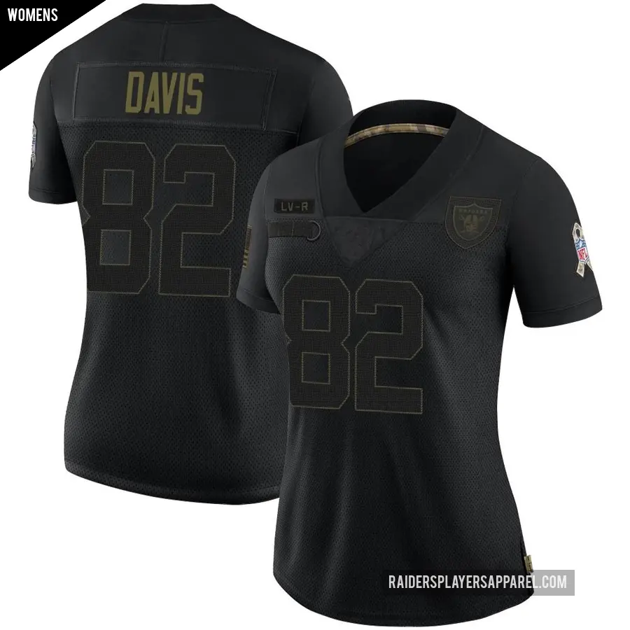 Women's Las Vegas Raiders ＃82 Al Davis Black Limited 2020 Salute To Service Jersey