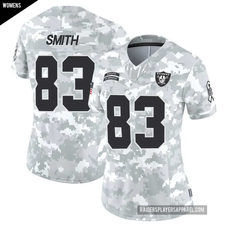 Women's Las Vegas Raiders ＃83 Key'Shawn Smith Arctic Camo Limited 2024 Salute to Service Jersey