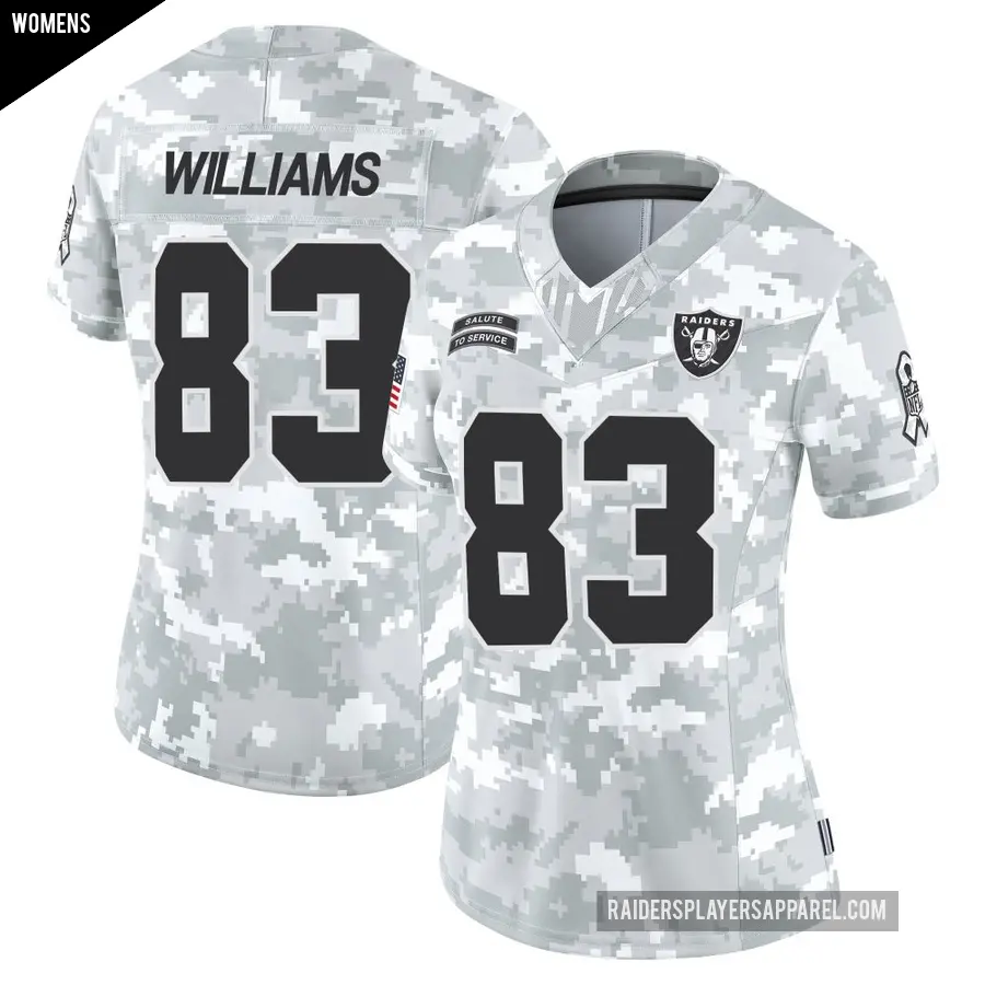 Women's Las Vegas Raiders ＃83 Seth Williams Arctic Camo Limited 2024 Salute to Service Jersey