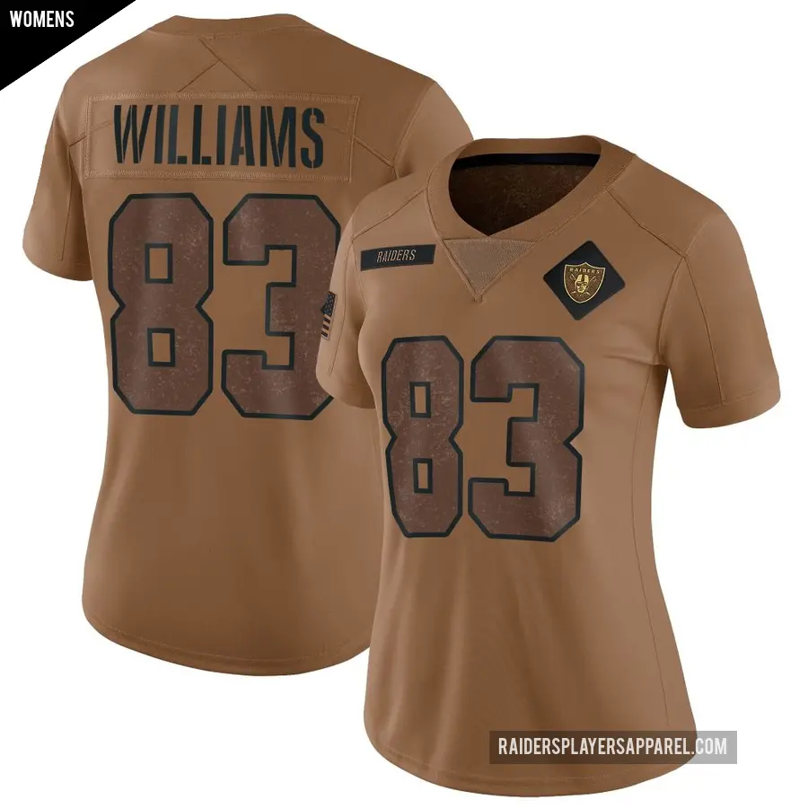 Women's Las Vegas Raiders ＃83 Seth Williams Brown Limited 2023 Salute To Service Jersey
