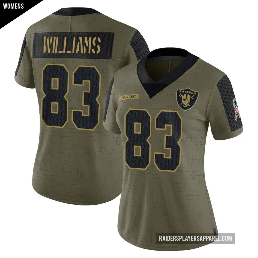 Women's Las Vegas Raiders ＃83 Seth Williams Olive Limited 2021 Salute To Service Jersey