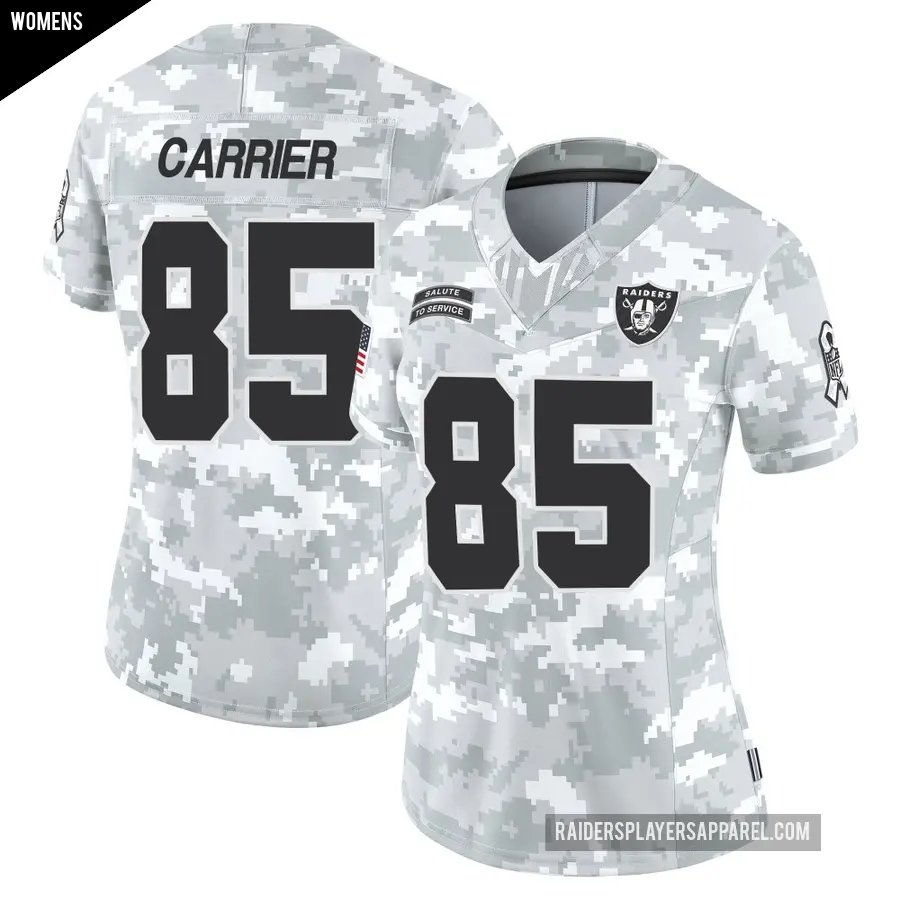 Women's Las Vegas Raiders ＃85 Derek Carrier Arctic Camo Limited 2024 Salute to Service Jersey