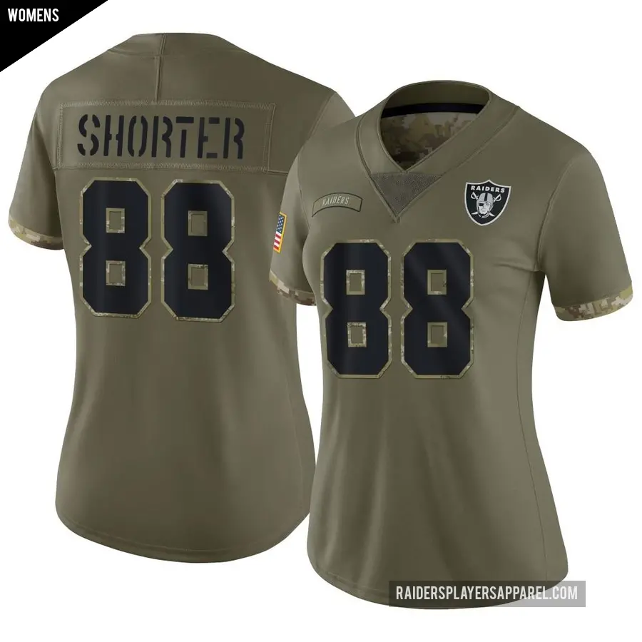 Women's Las Vegas Raiders ＃88 Justin Shorter Olive Limited 2022 Salute To Service Jersey