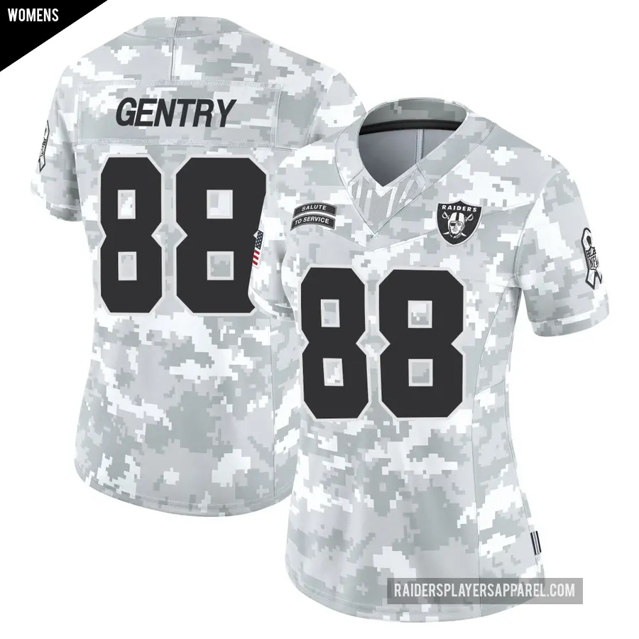 Women's Las Vegas Raiders ＃88 Zach Gentry Arctic Camo Limited 2024 Salute to Service Jersey