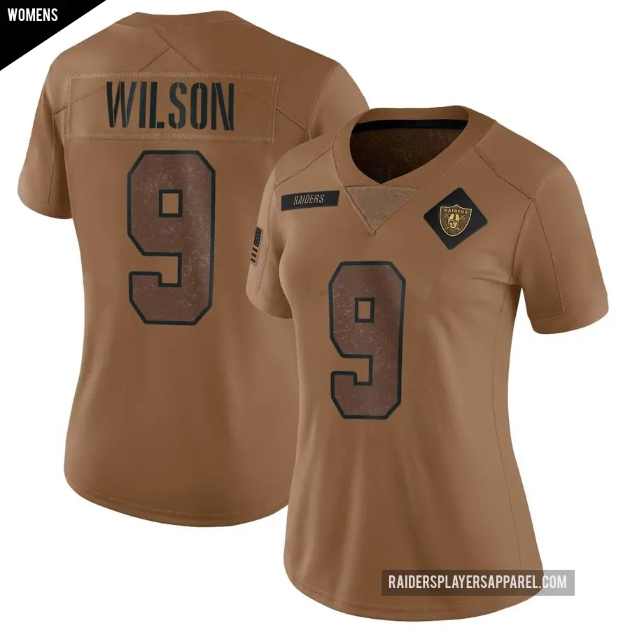 Women's Las Vegas Raiders ＃9 Tyree Wilson Brown Limited 2023 Salute To Service Jersey