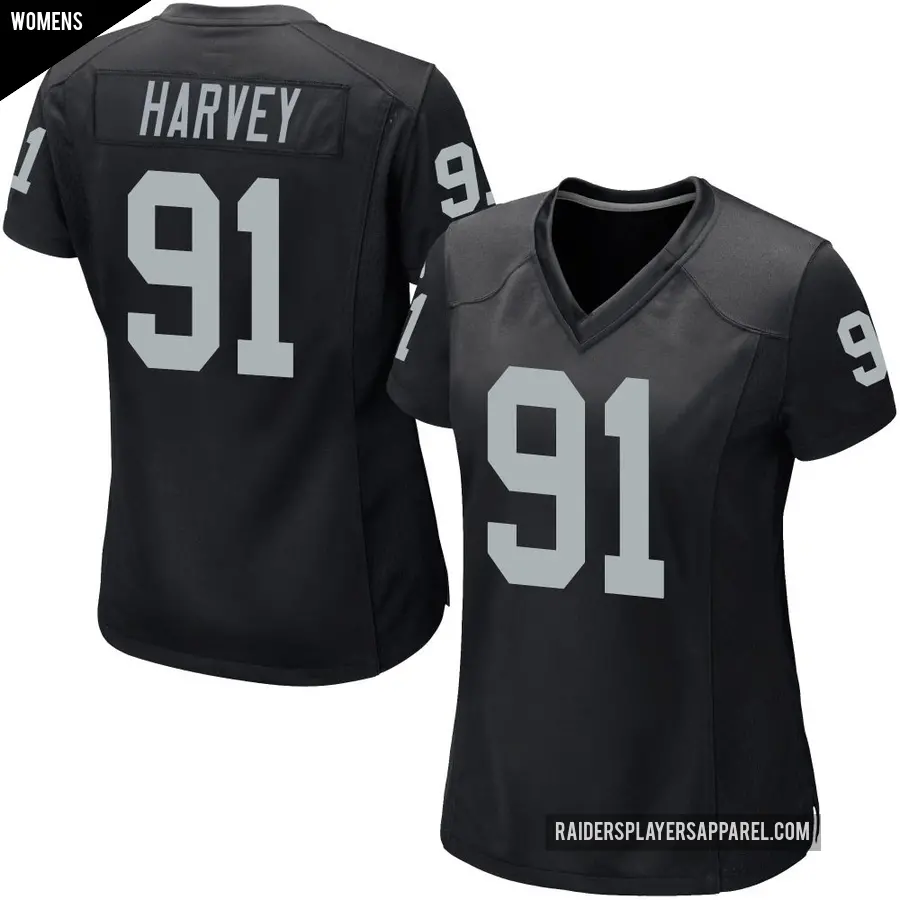 Women's Las Vegas Raiders ＃91 Jahfari Harvey Black Game Team Color Jersey
