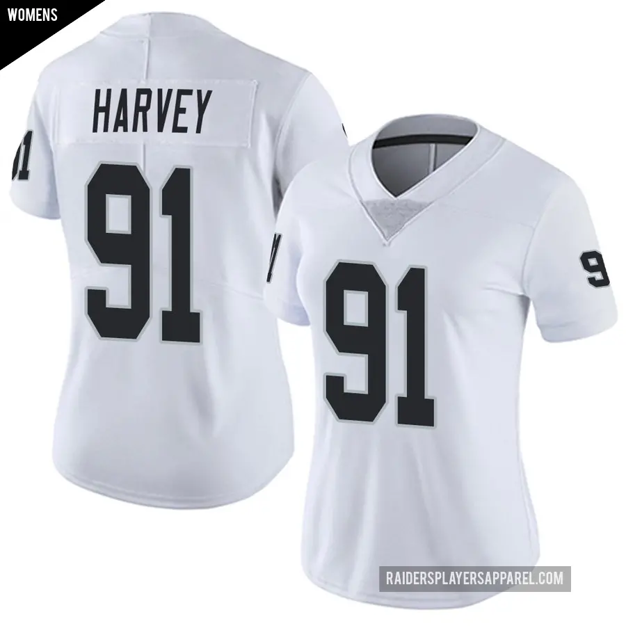 Women's Las Vegas Raiders ＃91 Jahfari Harvey White Limited Vapor Untouchable Jersey